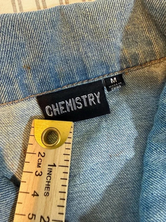 Chemistry Graffiti Print Butterfly Graphic Denim Jacket Size M - Picture 12 of 13